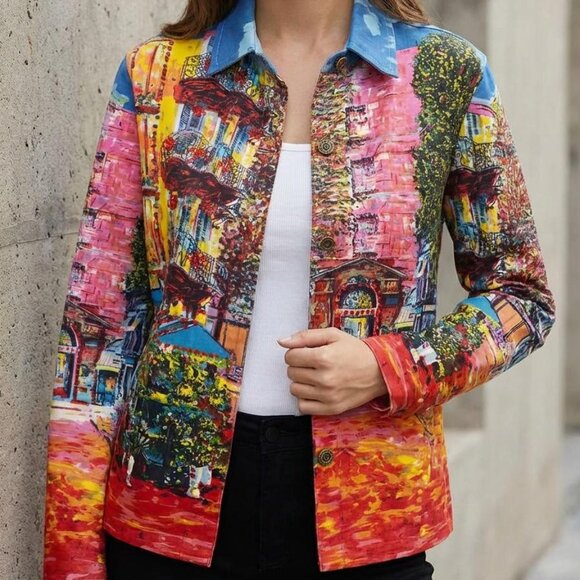 Vintage take two embellished Button-Up Jean Jacket size small - Picture 4 of 4